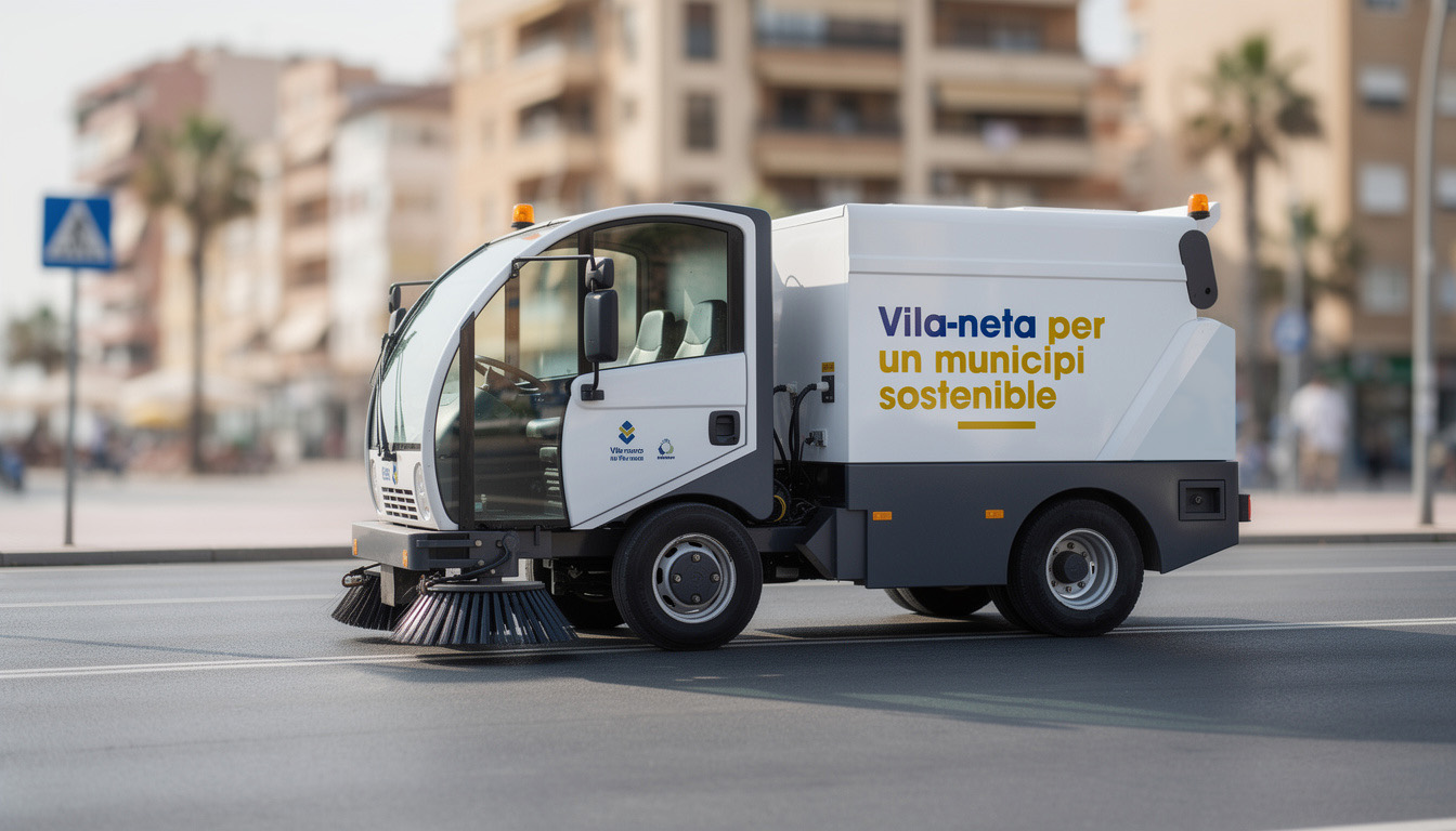 Vila-neta vehicle amb frase i logotip
